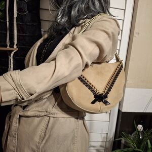 Fiorangelo Elegant Tan Suede Italian  Leather Shoulder Bag